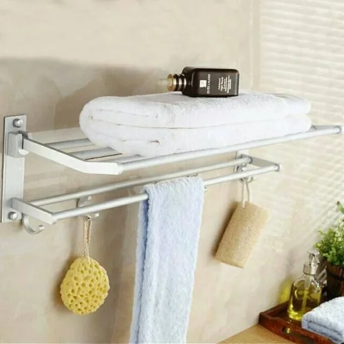 Rak Handuk / Hanger Kamar Mandi Gantungan Dinding Bahan Aluminium